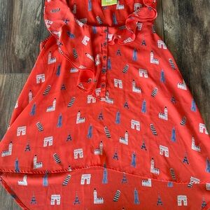 Anthropologie orange London blouse with ruffle detail